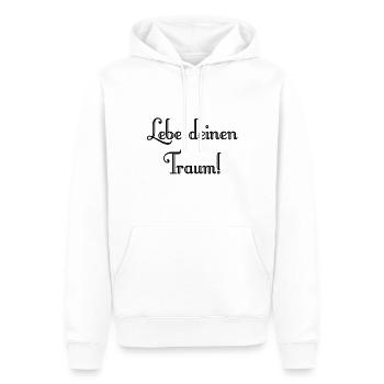 Lebe deinen Traum! - Männer Premium Bio Hoodie - Weiß - Vorne - Nico (187cm)