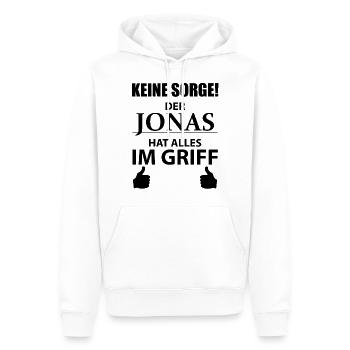 Jonas Vorname Geschenk Cooler Spruch Namenstag - Männer Premium Bio Hoodie - Weiß - Vorne - Nico (187cm)