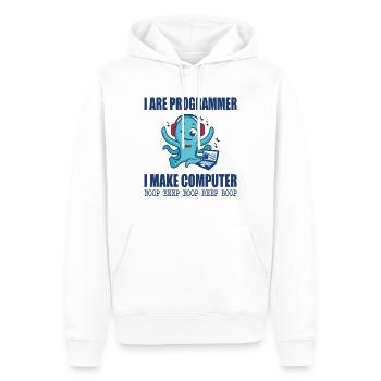 I are programmer i make computer boop beep boop - Men’s Premium Organic Hoodie - white - Front - Nico (187cm)