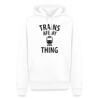 Train chemin de fer cheminots trains conducteur de locomotive - Sweat à capuche Premium bio Homme - blanc - Devant - Nico (187cm)