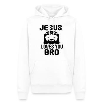 Drôle de Jésus vous aime - Sweat à capuche Premium bio Homme - blanc - Devant - Nico (187cm)