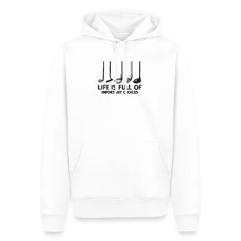 Club de golf Gag Life Is Full Of Important Choices - Sweat à capuche Premium bio Homme - blanc - Devant - Nico (187cm)
