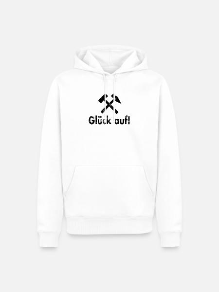 GLÜCK AUF Bergbau Gruß Geschenk Ruhrgebiet - Männer Premium Bio Hoodie - Weiß
