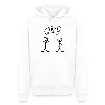 Stick figure dessin au trait meme dictons - Sweat à capuche Premium bio Homme - blanc - Devant - Nico (187cm)