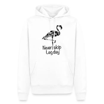 Haltérophilie Bodybuilding Never Skip Leg Day Meme - Sweat à capuche Premium bio Homme - blanc - Devant - Nico (187cm)