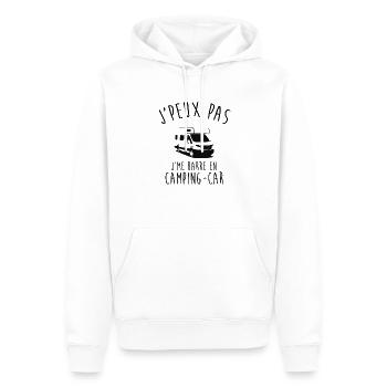 J'peux pas je me barre en Camping car - Sweat à capuche Premium bio Homme - blanc - Devant - Nico (187cm)