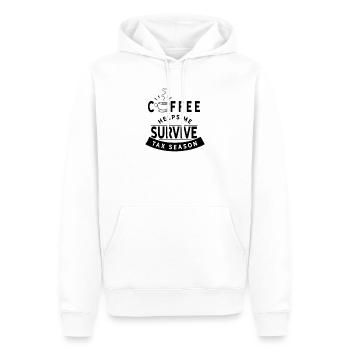 Le café m’aide à survivre à la saison d’impôt - Sweat à capuche Premium bio Homme - blanc - Devant - Nico (187cm)