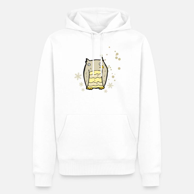Herzige Eule mit Schneeflocken - Männer Premium Bio Hoodie - Weiß