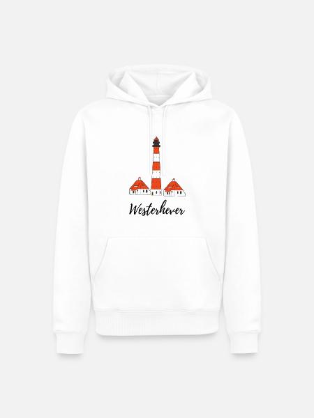 Leuchtturm Westerhever St. Peter Ording - Männer Premium Bio Hoodie - Weiß