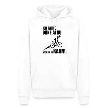 Ohne Akku Fahrrad Fahren Weil Ich Es Kann - Männer Premium Bio Hoodie - Weiß - Vorne - Nico (187cm)