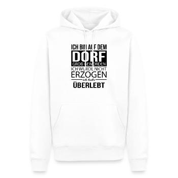 Dorf Sprüche Auf dem Dorf großgeworden - Männer Premium Bio Hoodie - Weiß - Vorne - Nico (187cm)