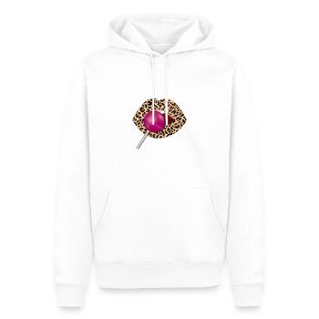 brown leopard lips with purple lollipops - Men’s Premium Organic Hoodie - white - Front - Nico (187cm)