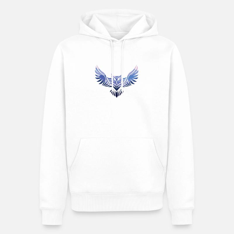 Eule mit Wald - Männer Premium Bio Hoodie - Weiß