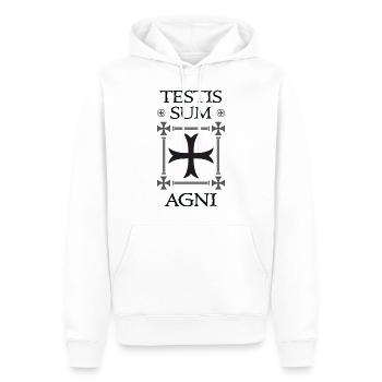 Kreuzfahrerkreuz + Hodensumme Agni - Männer Premium Bio Hoodie - Weiß - Vorne - Nico (187cm)