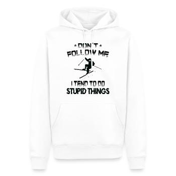 Skieur de ski Vacances de ski Ne me suivez pas - Sweat à capuche Premium bio Homme - blanc - Devant - Nico (187cm)