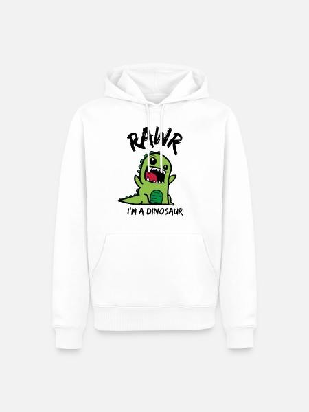 Rawr i am a dinosaur cute dinosaur for kids - Men’s Premium Organic Hoodie - white