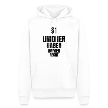 Regel 1 Unioner haben immer recht Fußball Spruch - Männer Premium Bio Hoodie - Weiß - Vorne - Nico (187cm)