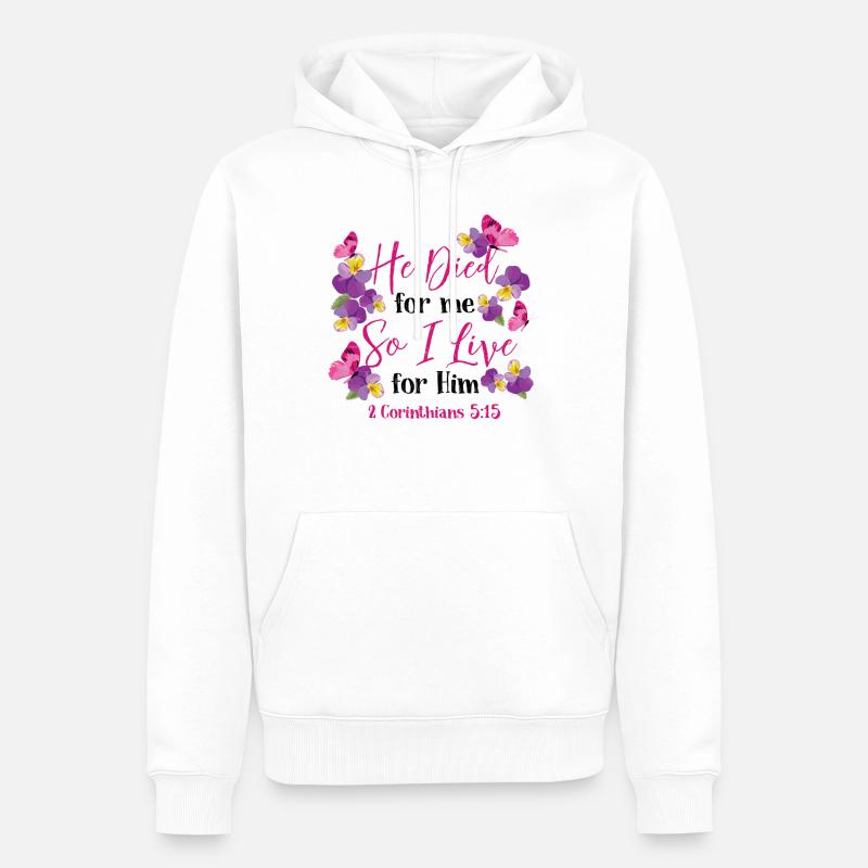 Christian bible verset fleur papillon - Sweat à capuche Premium bio Homme - blanc