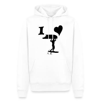 I love wingfoil - Sweat à capuche Premium bio Homme - blanc - Devant - Nico (187cm)