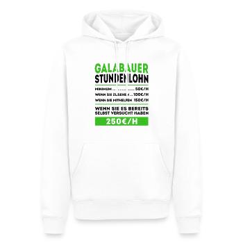 Galabauer Stundenlohn lustiger Gartenbauer Spruch - Männer Premium Bio Hoodie - Weiß - Vorne - Nico (187cm)