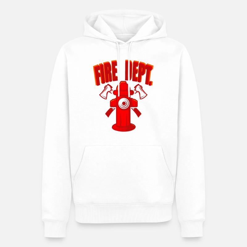 Fire Dept. Feuerwehrmann Hydrant - Männer Premium Bio Hoodie - Weiß