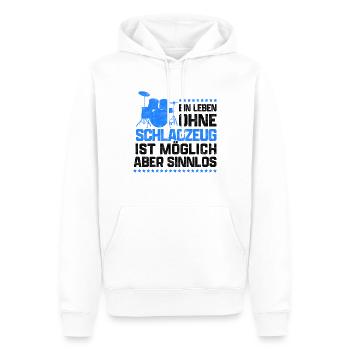 Leben ohne Schlagzeug lustiger Schlagzeuger Spruch - Männer Premium Bio Hoodie - Weiß - Vorne - Nico (187cm)