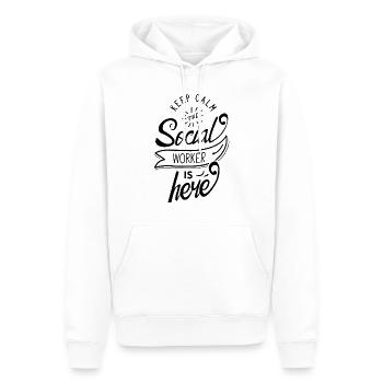 Bleib Ruhig Der Sozialarbeiter Ist Hier Spruch - Männer Premium Bio Hoodie - Weiß - Vorne - Nico (187cm)
