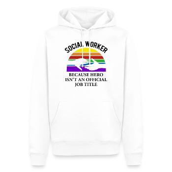 Travail social Travailleurs sociaux Sort cadeau - Sweat à capuche Premium bio Homme - blanc - Devant - Nico (187cm)