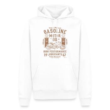 Moto vintage essence essence moteur custom motorisation - Sweat à capuche Premium bio Homme - blanc - Devant - Nico (187cm)