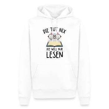 Die tut nix die will nur lesen Katze Bücherwurm - Männer Premium Bio Hoodie - Weiß - Vorne - Nico (187cm)