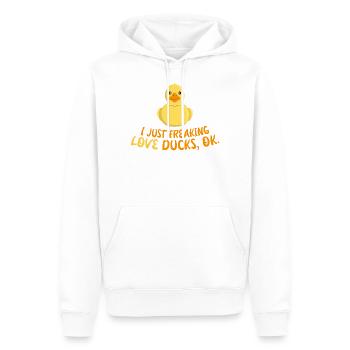 Ich liebe Enten - Gelbe Badeente Quitscheente Ente - Männer Premium Bio Hoodie - Weiß - Vorne - Nico (187cm)
