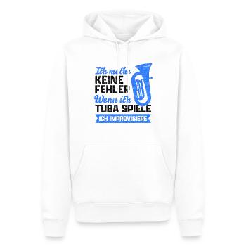 Tuba keine Fehler Tubist Tubaspieler Spruch - Männer Premium Bio Hoodie - Weiß - Vorne - Nico (187cm)