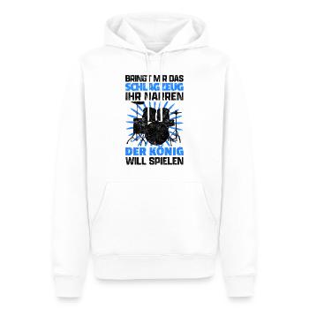 Bringt mir das Schlagzeug Schlagzeuger Spruch - Männer Premium Bio Hoodie - Weiß - Vorne - Nico (187cm)