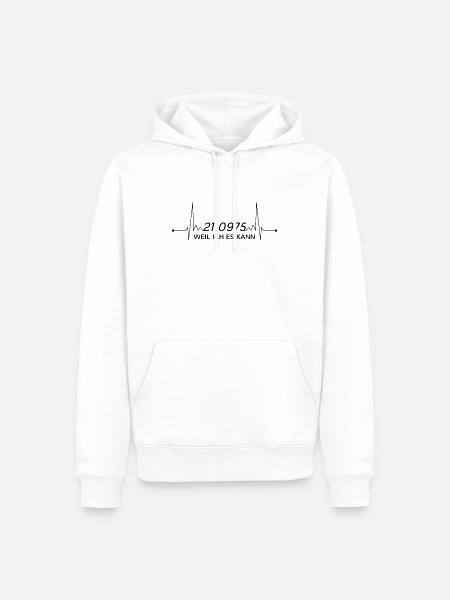 Halbmarathon Herzschlag 21km - weil ich es kann - Männer Premium Bio Hoodie - Weiß