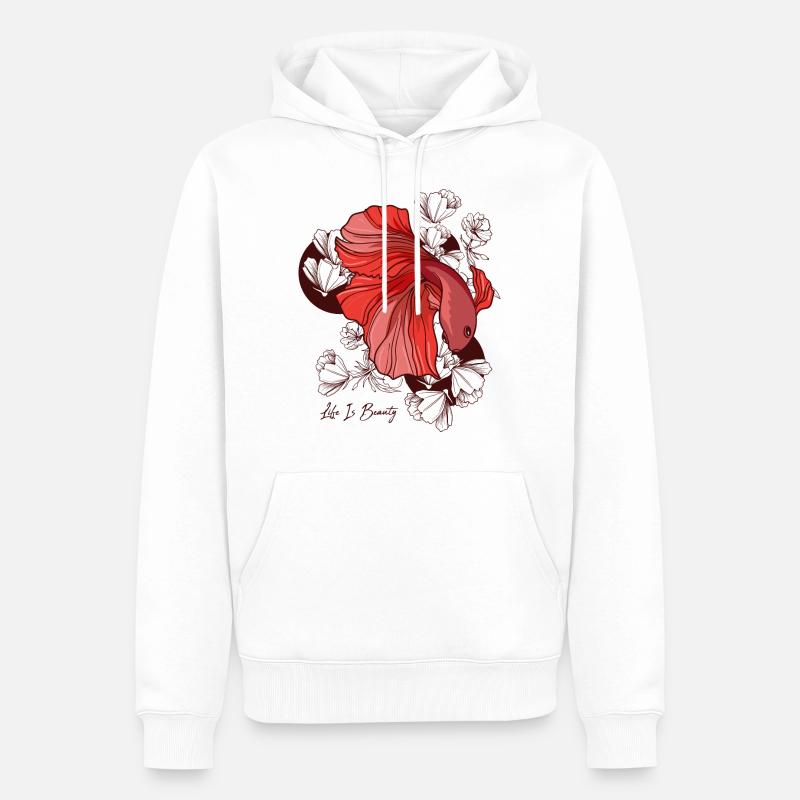 Kampffisch Mit Blumen - Männer Premium Bio Hoodie - Weiß