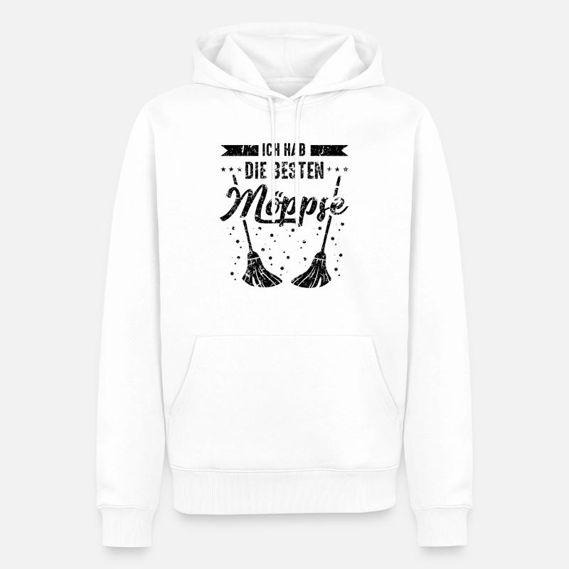 Möps Möpse Wischmop - Männer Premium Bio Hoodie - Weiß