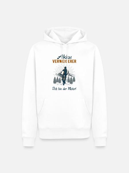 Akkuverweigerer MTB Dowhnhill Radsport Lustig - Männer Premium Bio Hoodie - Weiß