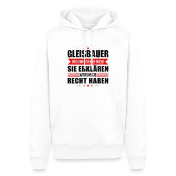 Überarbeiteter Gleisbauer Gleisbau Spruch - Männer Premium Bio Hoodie - Weiß - Vorne - Nico (187cm)