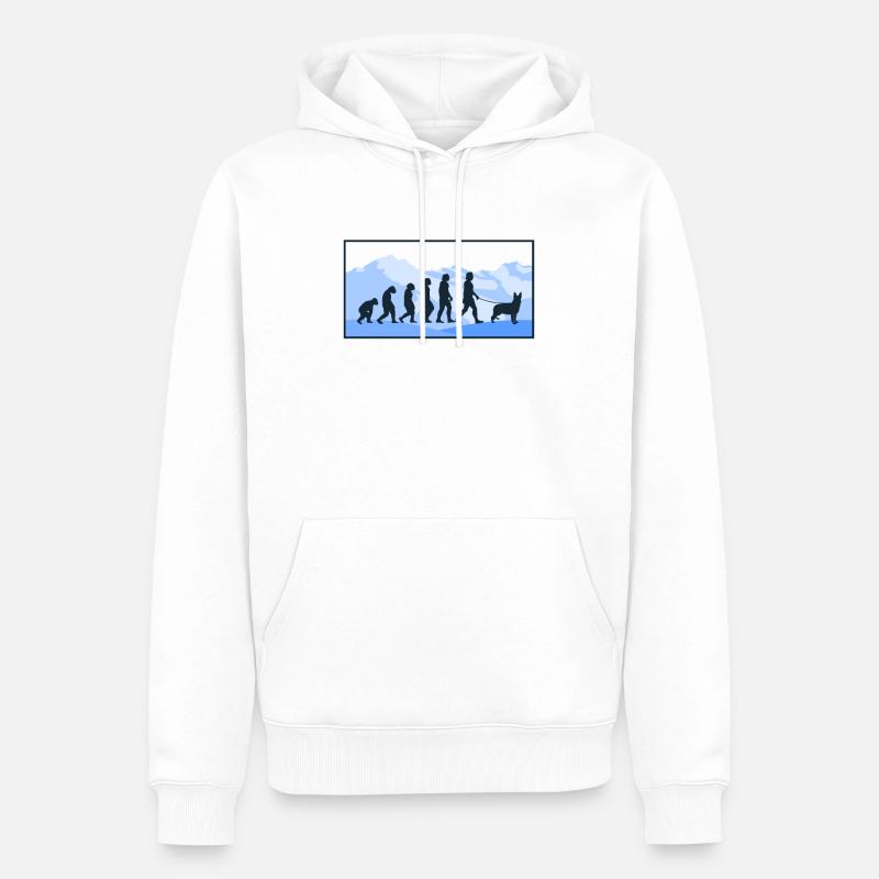 Harzer Fuchs Evolution Hütehund Geschenk - Männer Premium Bio Hoodie - Weiß