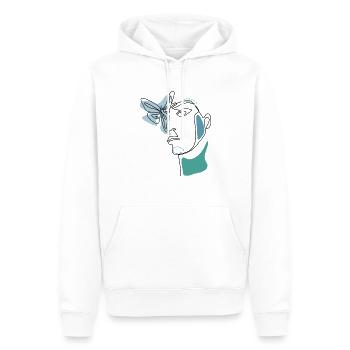 OneLine-Art und Line-Art Kunst Lineart Gesicht - Männer Premium Bio Hoodie - Weiß - Vorne - Nico (187cm)