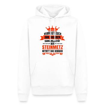 Seine Majestät der Steinmetz Steinbildhauer Spruch - Männer Premium Bio Hoodie - Weiß - Vorne - Nico (187cm)