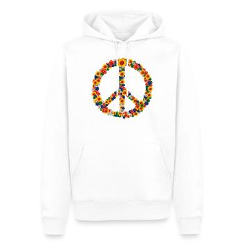 Peace Love 60s 70s Flower Power Hippie Out - Men’s Premium Organic Hoodie - white - Front - Nico (187cm)