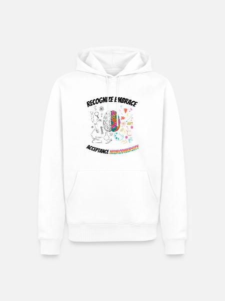 recognize embrace acceptance Neurodiversity - Men’s Premium Organic Hoodie - white