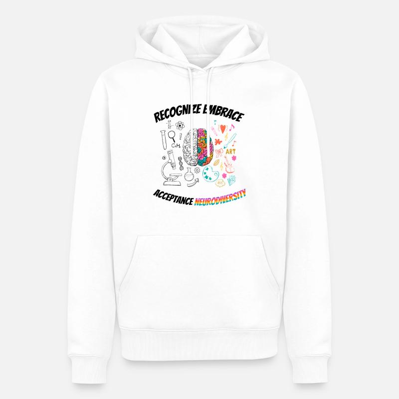 recognize embrace acceptance Neurodiversity - Sweat à capuche Premium bio Homme - blanc