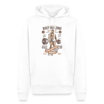 Bodybuilding Retro Vintage - Bodybuilding 1956 - Sweat à capuche Premium bio Homme - blanc - Devant - Nico (187cm)