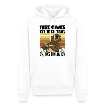 Irgendwas ist hier faul Bär Büro Bier Bären - Männer Premium Bio Hoodie - Weiß - Vorne - Nico (187cm)