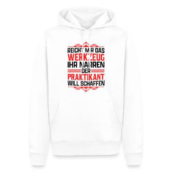Praktikant reicht mir das Werkzeug Praktikum - Männer Premium Bio Hoodie - Weiß - Vorne - Nico (187cm)