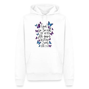 Religion biblique chrétienne - Sweat à capuche Premium bio Homme - blanc - Devant - Nico (187cm)