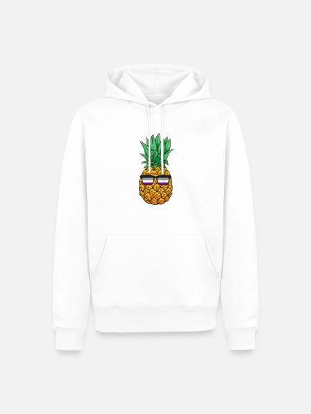 Aseksuele Pride Pineapple Aseksualiteit Glazen - Mannen Premium Bio hoodie - wit