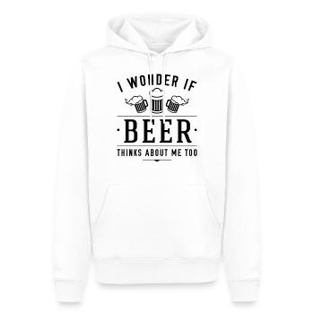 I Wonder If Beer Thinks About Me Too - Men’s Premium Organic Hoodie - white - Front - Nico (187cm)